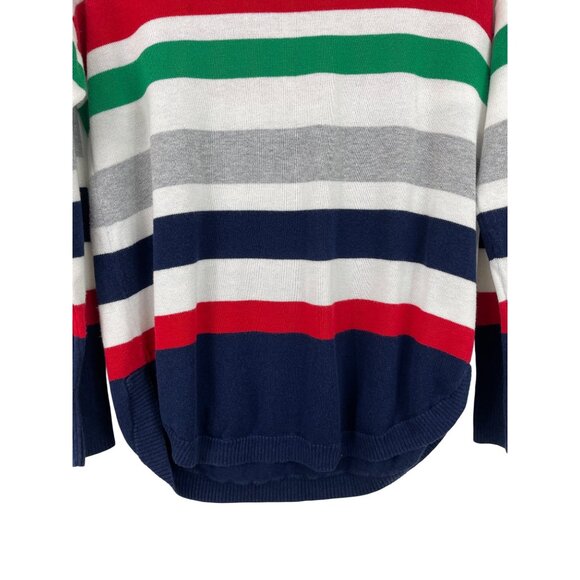 Crown & Ivy Multicolor Striped Knit Sweater w/Back Zipper Closure Womens Size S - Picture 4 of 8